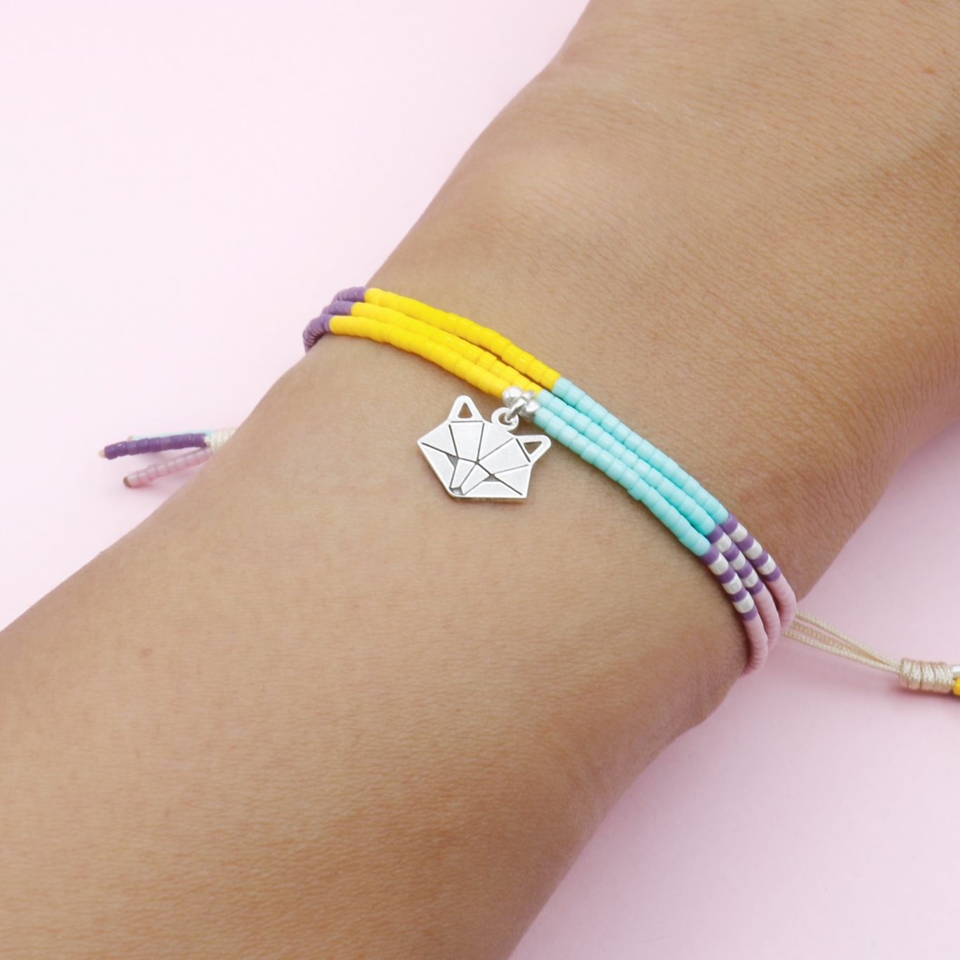 Pulsera Tripe Dije de Plata Zorrito en Origami