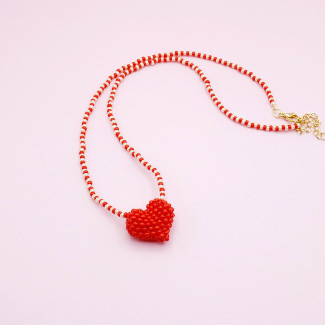 Collar Miyuki Corazón Rojo- Trementina Joyas y Accesorios
