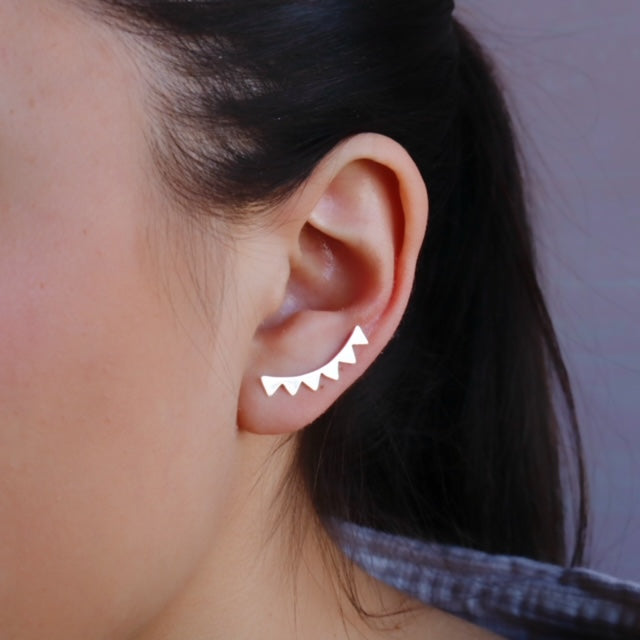 Ear Climbers En Plata Puntas