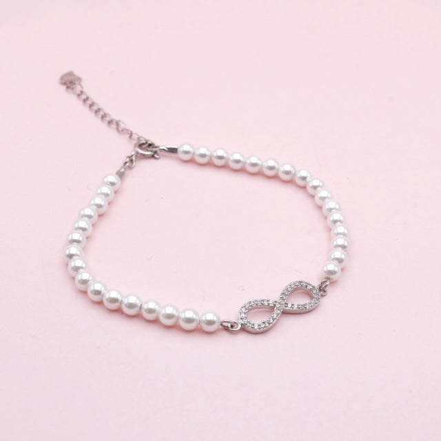 Pulsera Perlas e Infinito en Plata