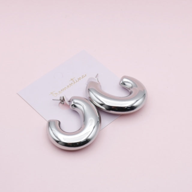 Hoops Dona Maxi en Acero Plateado