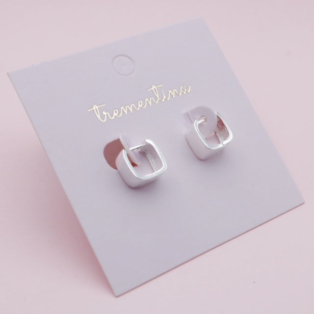 Mini Hoops en Plata Cuadrado