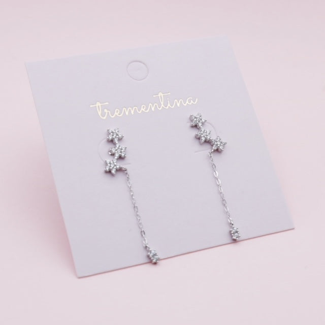 Aretes Florecitas y Cadena En Plata