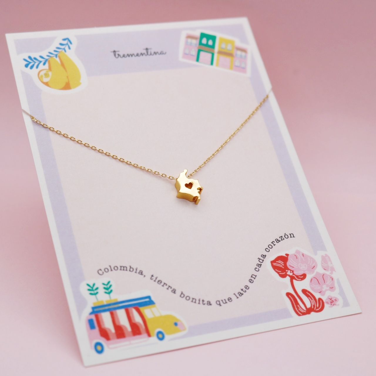 Collar Dorado Corazón Colombia