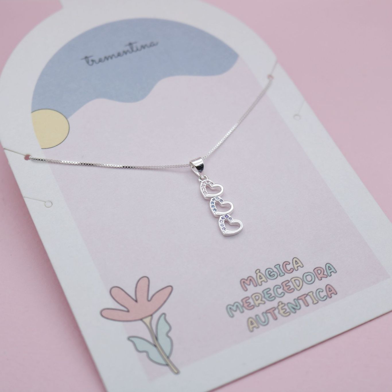 Collar de Plata Triología de Corazones