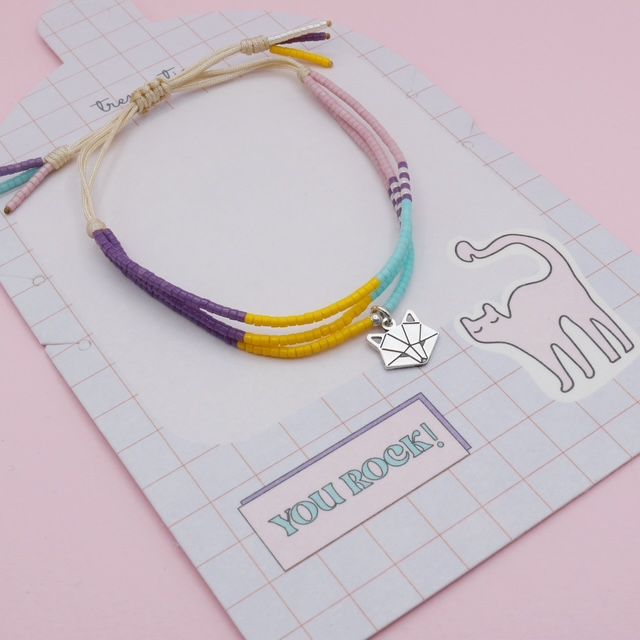 Pulsera Tripe Dije de Plata Zorrito en Origami