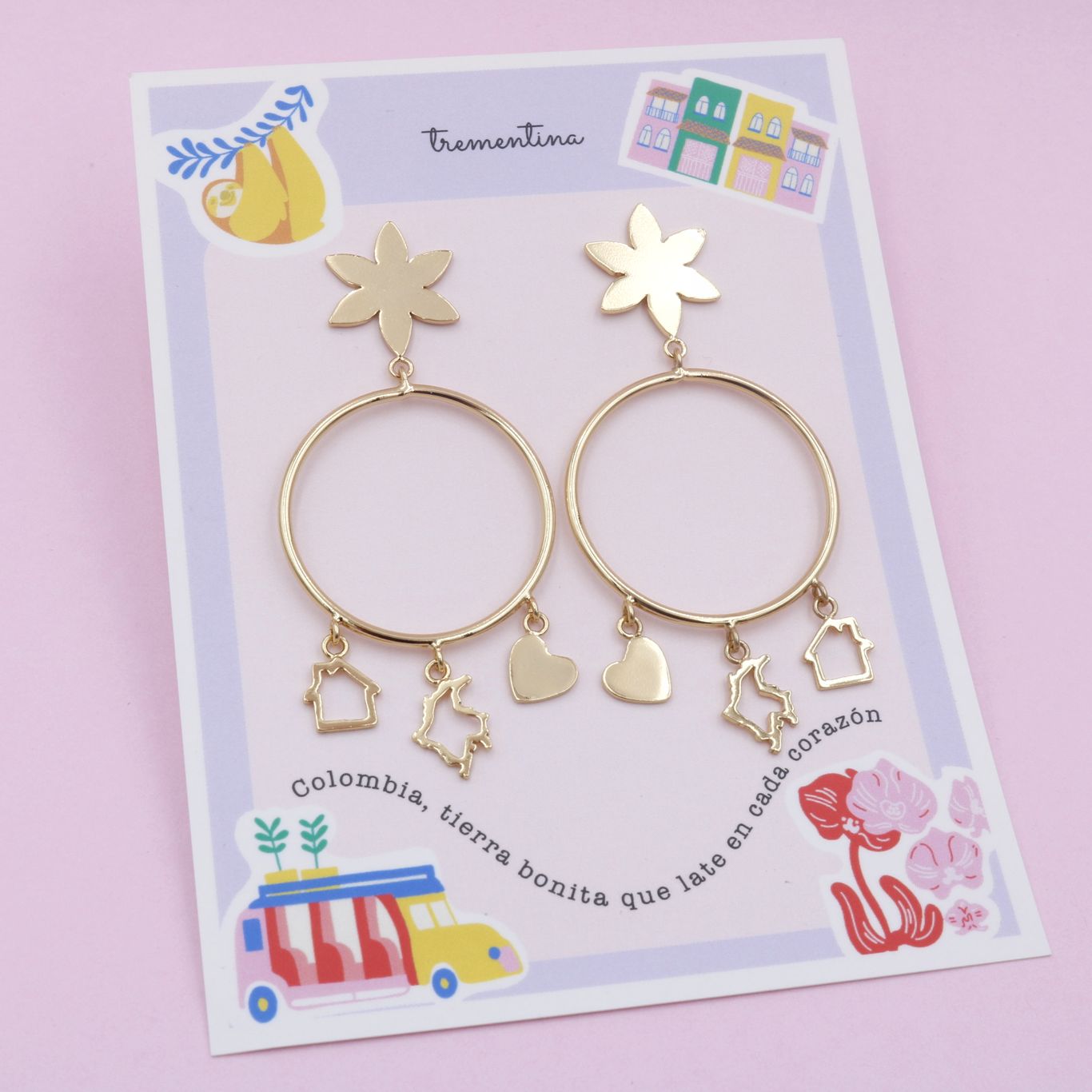 Aretes Dorados Mi Tierra Bonita