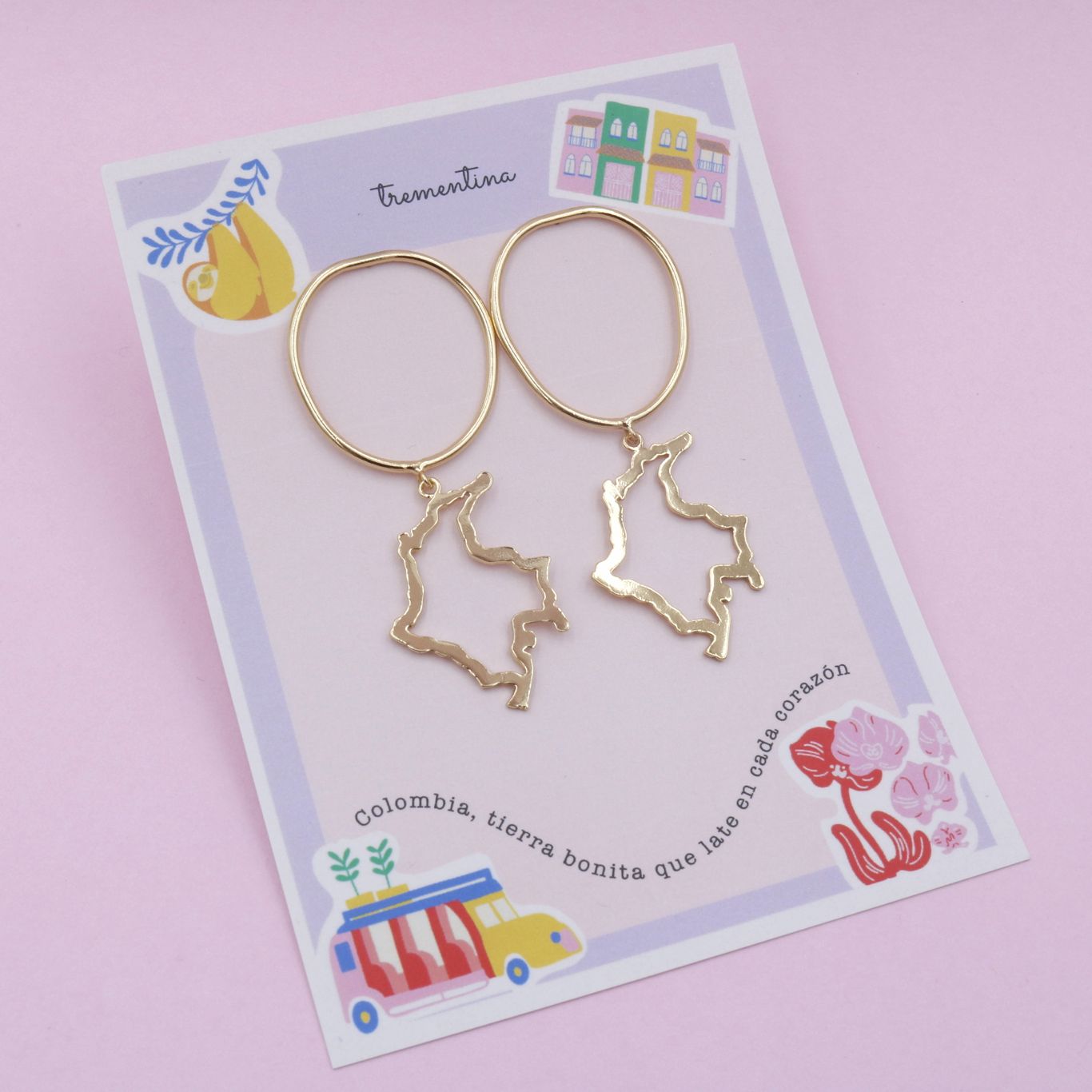 Aretes Dorados Aro Silueta Colombia