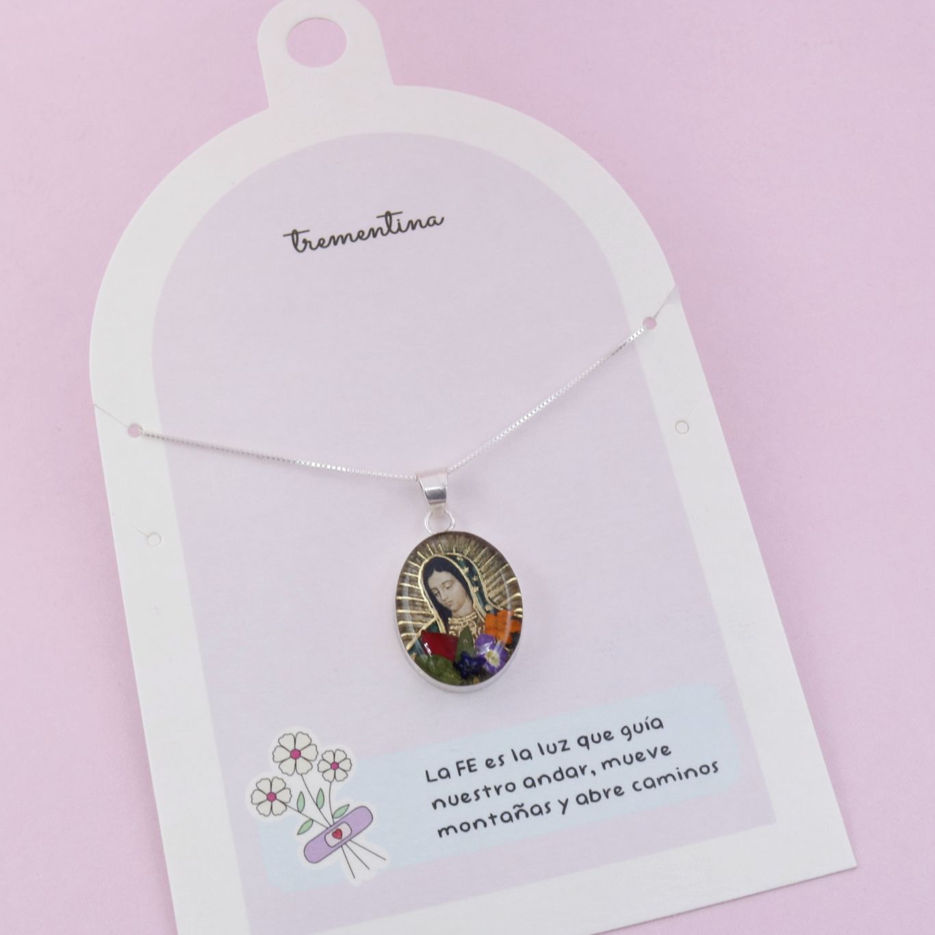 Collar Virgen de Guadalupe Flores Inmortalizadas Mediano