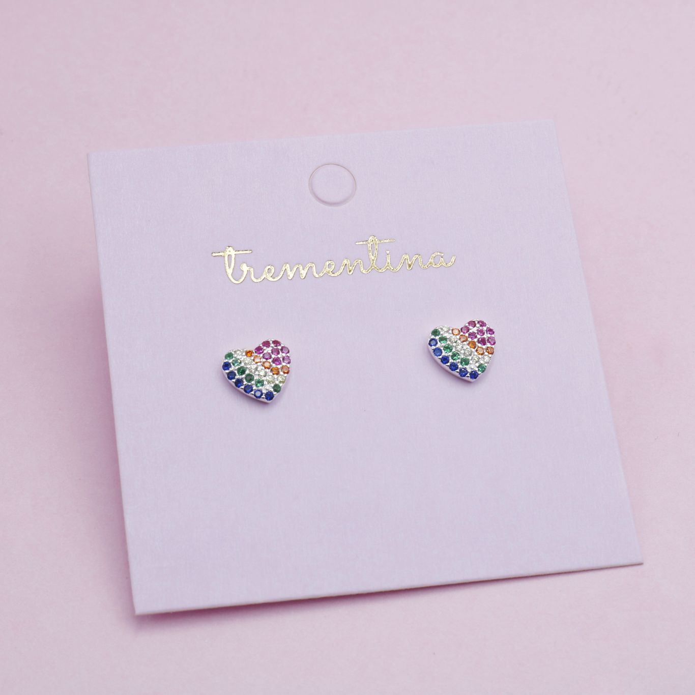 Topos de Plata Corazón Multicolor