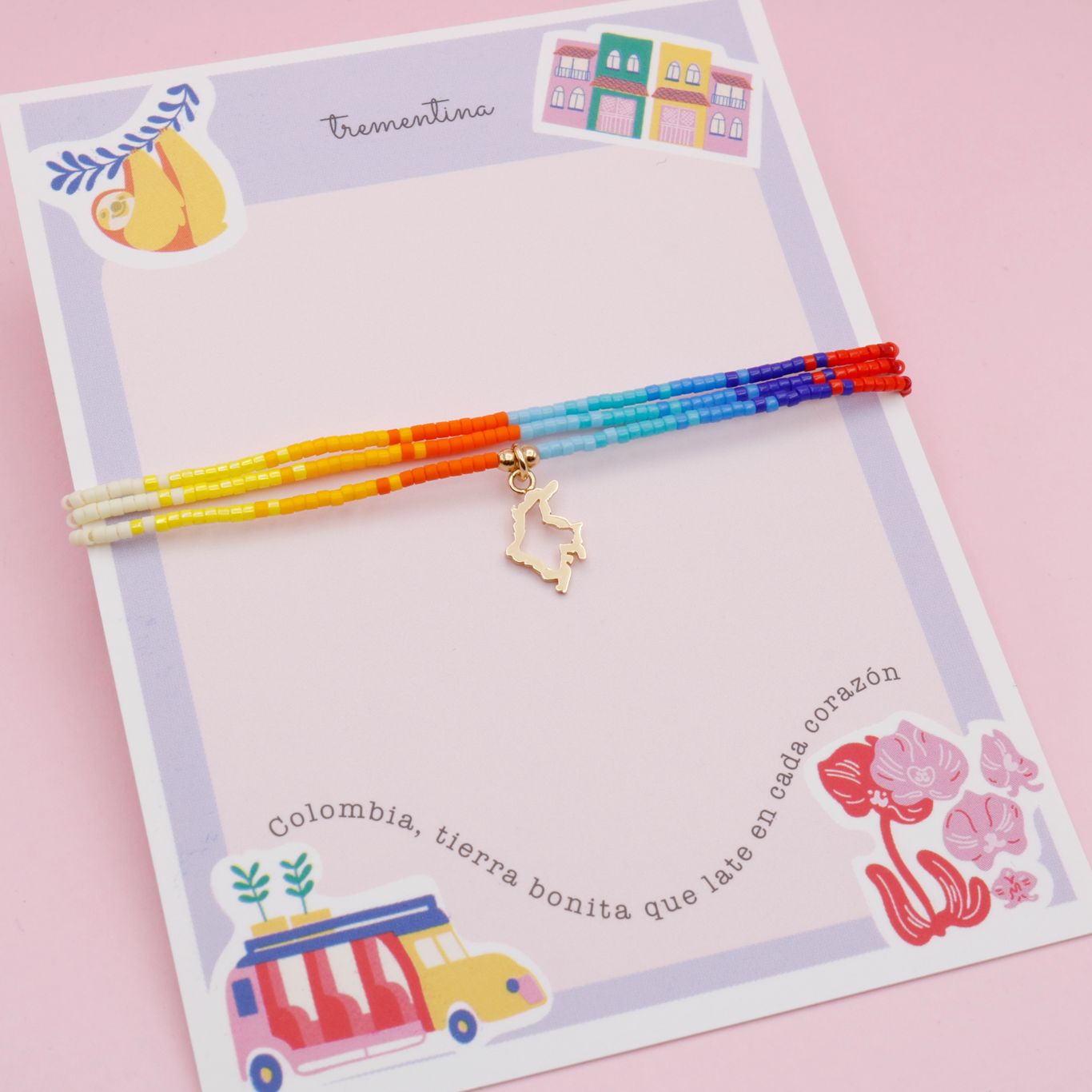 Pulsera Silueta Colombia en Mostacilla Miyuki