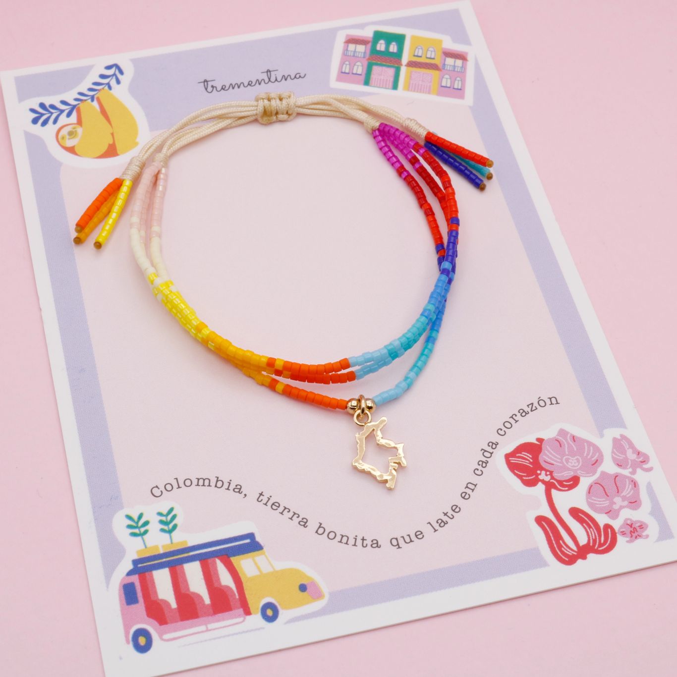 Pulsera Silueta Colombia en Mostacilla Miyuki