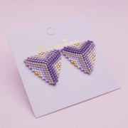 Aretes Triángulo Tejidos Miyuki Lavanda