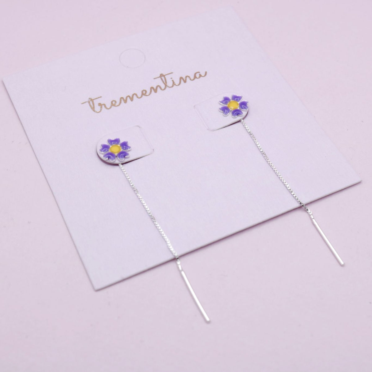 Aretes Margarita Lila Pasante en Plata