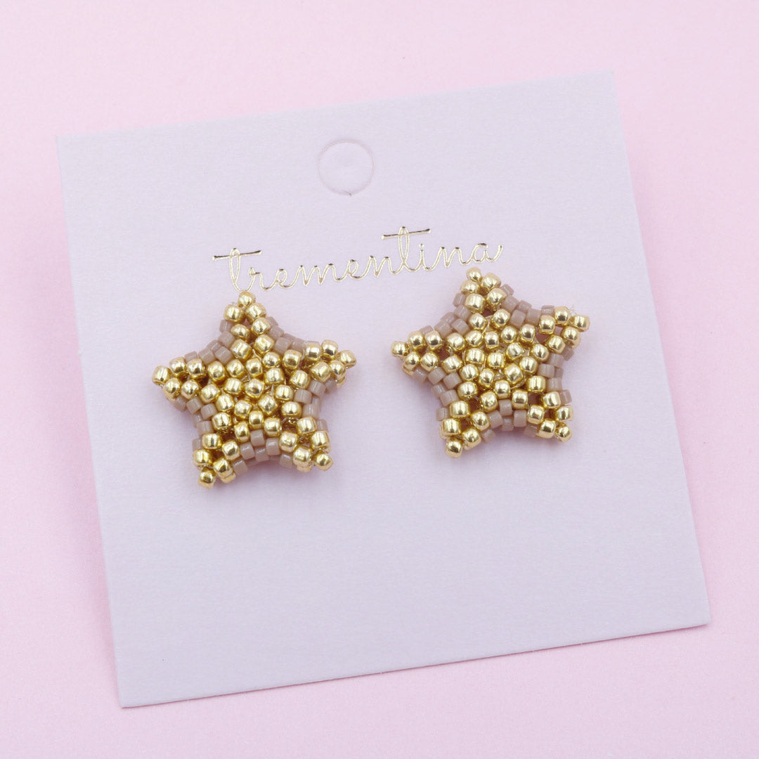Aretes Tejidos Estrellas Doradas