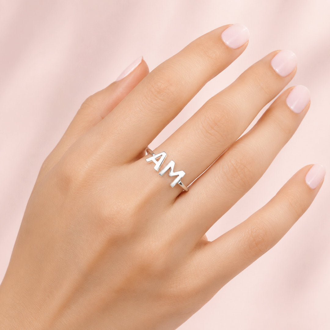 Anillo Personalizado con Dos Iniciales en Plata 925