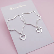 Aretes de Plata Corazón en Origami