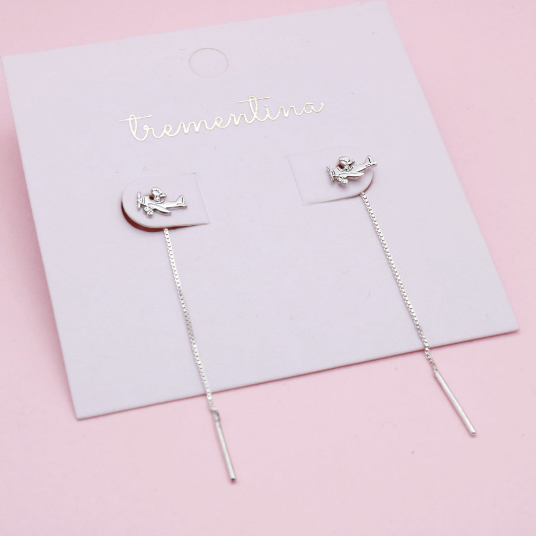Aretes en Plata El Principito Avión Largos