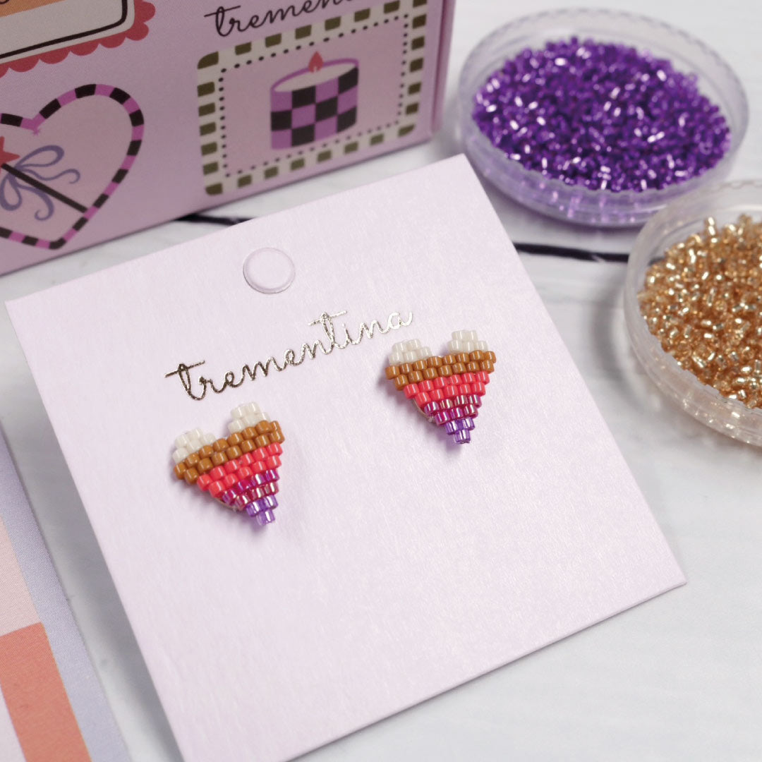 Aretes Miyuki Latido de Corazón Multicolor
