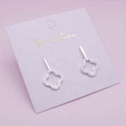 Aretes en Plata Trébol con Brillantes
