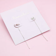 Aretes en Plata Amor Gatuno Largos