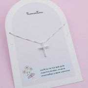 Collar de Plata Cruz Circones Transparentes