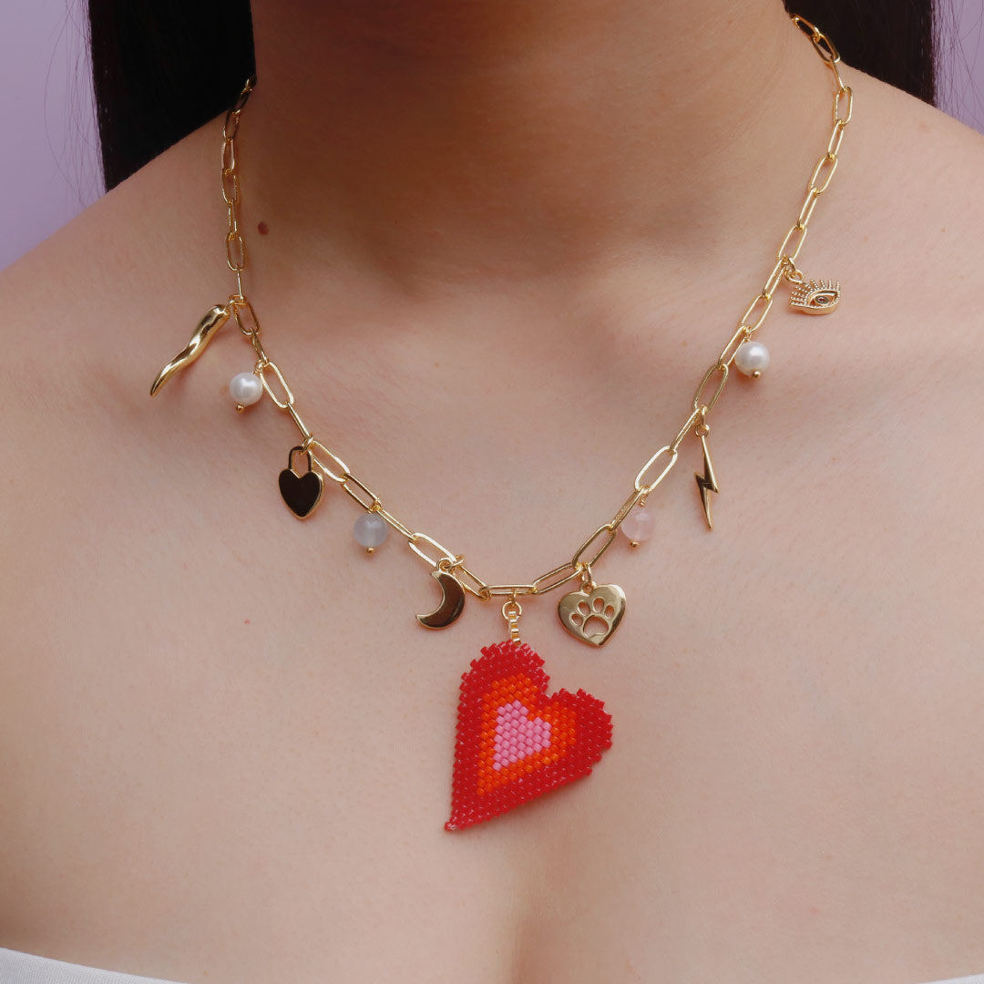 Collar Dorado Multicharm Corazón