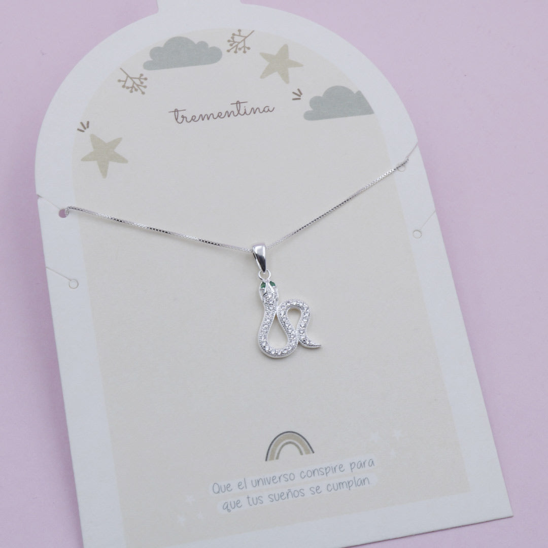 Collar Serpiente en Plata con Circones