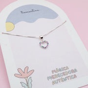 Collar en Plata Corazón Multicolor