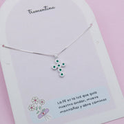 Collar de Plata Cruz Circones Verdes