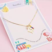 Collar Silueta Colombia Dorado con Mostacillas