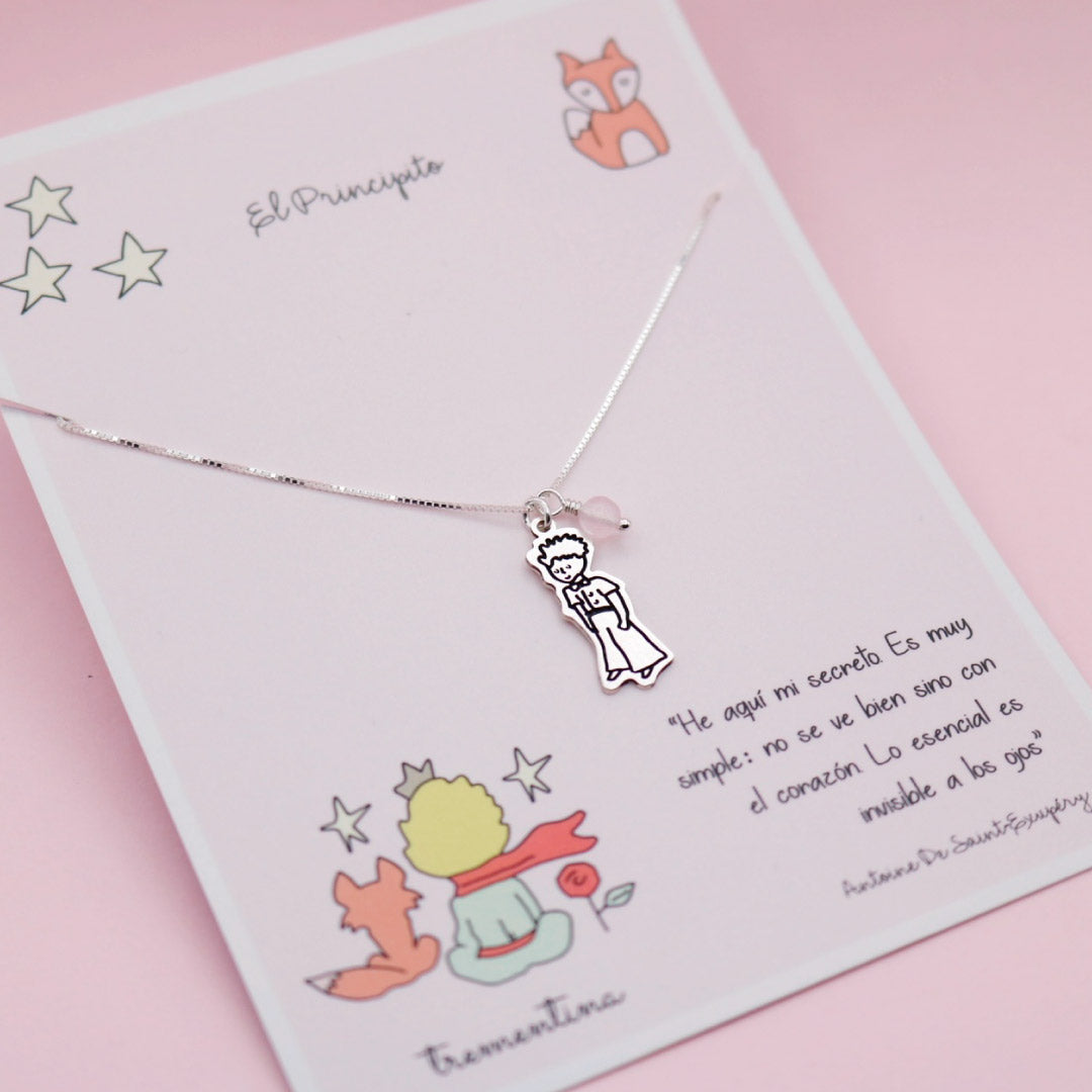 Collar de Plata "El Principito" y Cuarzo Rosa