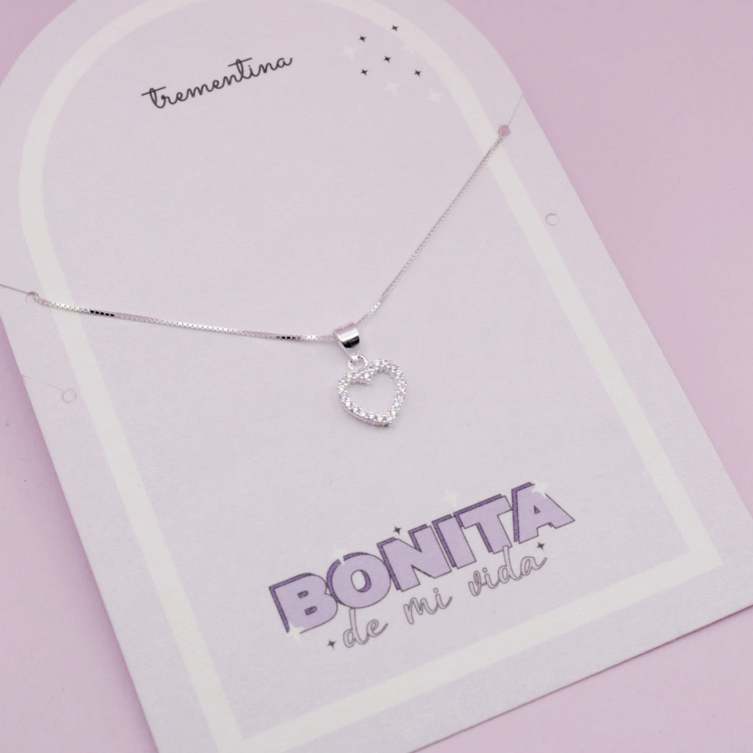 Collar en Plata Corazón Brillante