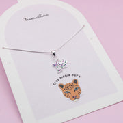 Collar Huellita y Hueso con Circones Multicolor en Plata
