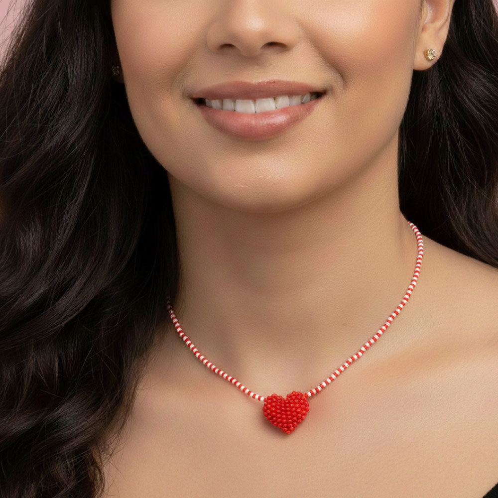 Collar Miyuki Corazón Rojo- Trementina Joyas y Accesorios