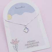 Collar Trébol Multicolor en plata con Circones