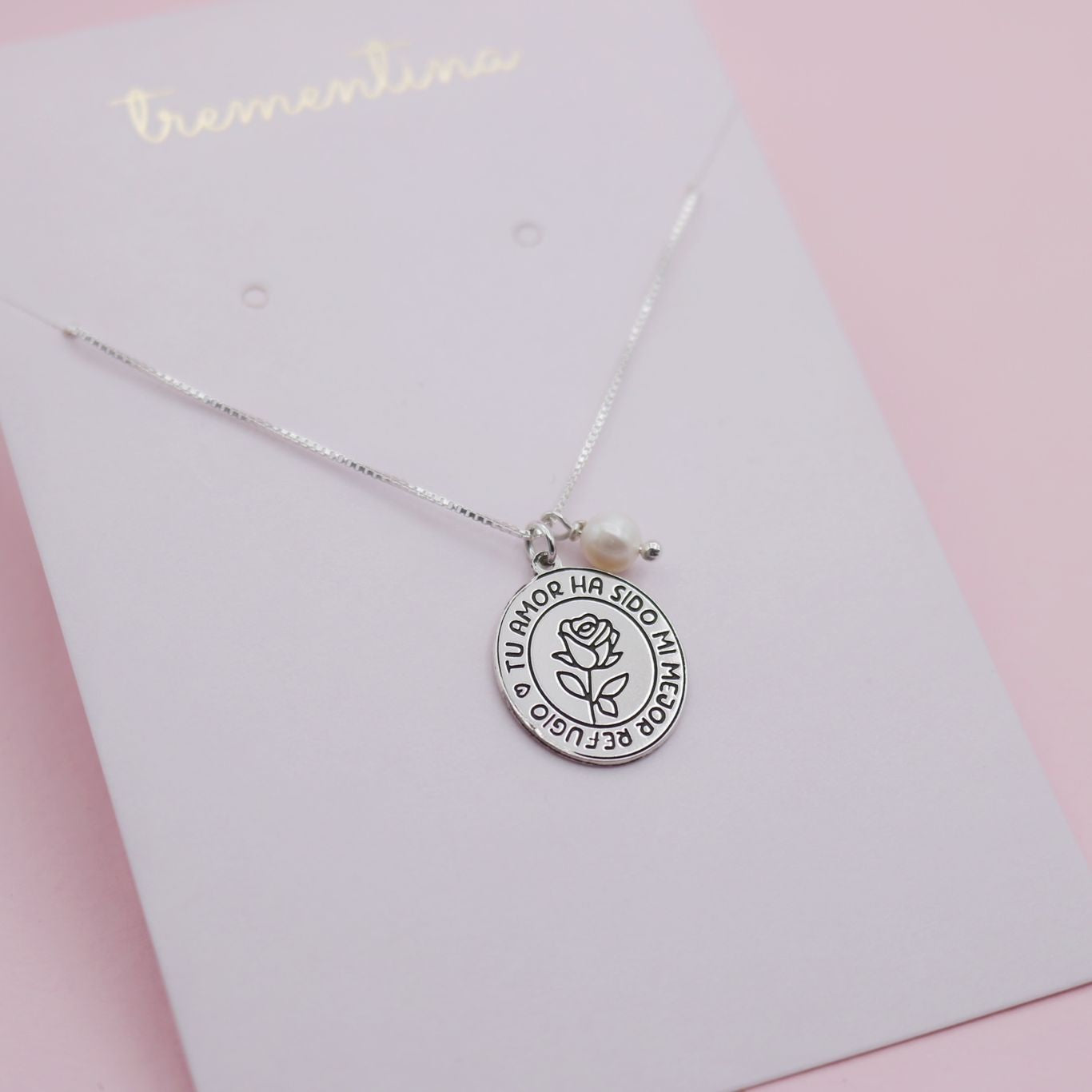 Collar en Plata Amor Mamá Perla