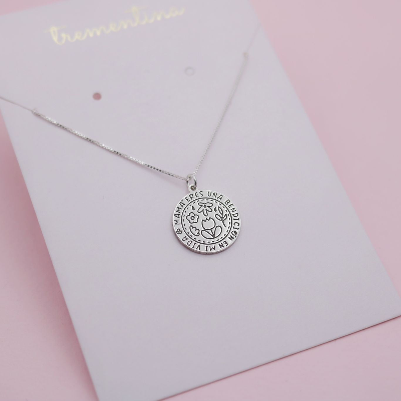 Collar en Plata Mamá Eres una Bendición