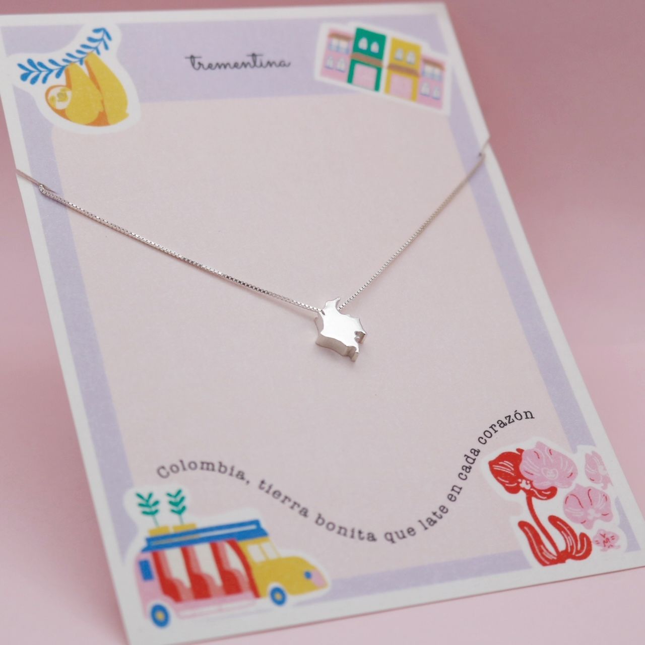 Collar en Plata Mapa de Colombia