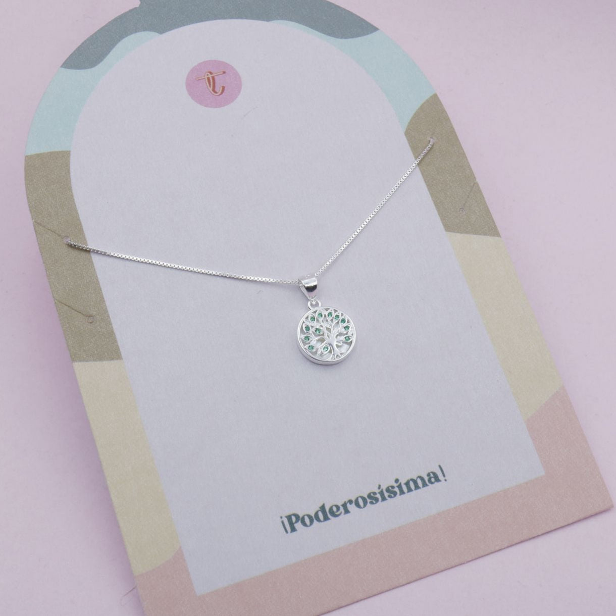 Collar en Plata Árbol de la vida Circones Verdes