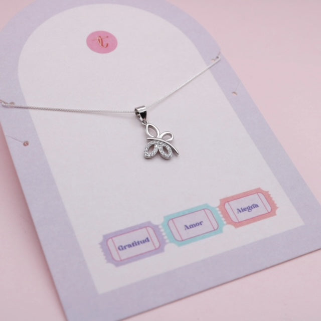 Collar en Plata Mariposa Mitad Circones Transparentes