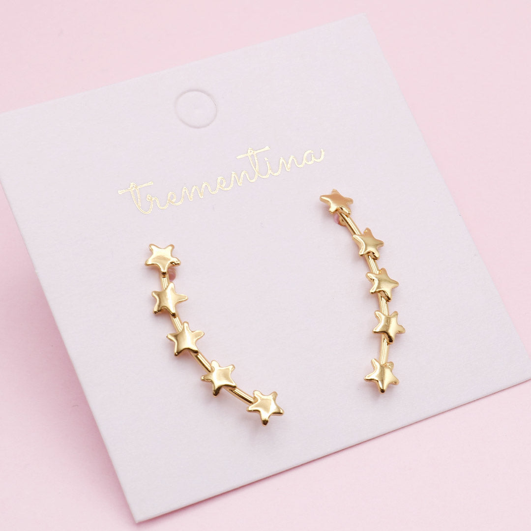 Ear Climbers Dorados Estrellas