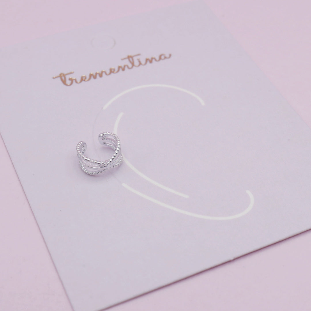 Earcuff en Plata Armonía Triple Línea