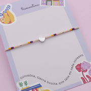 Pulsera Mostacilla Corazón en Plata