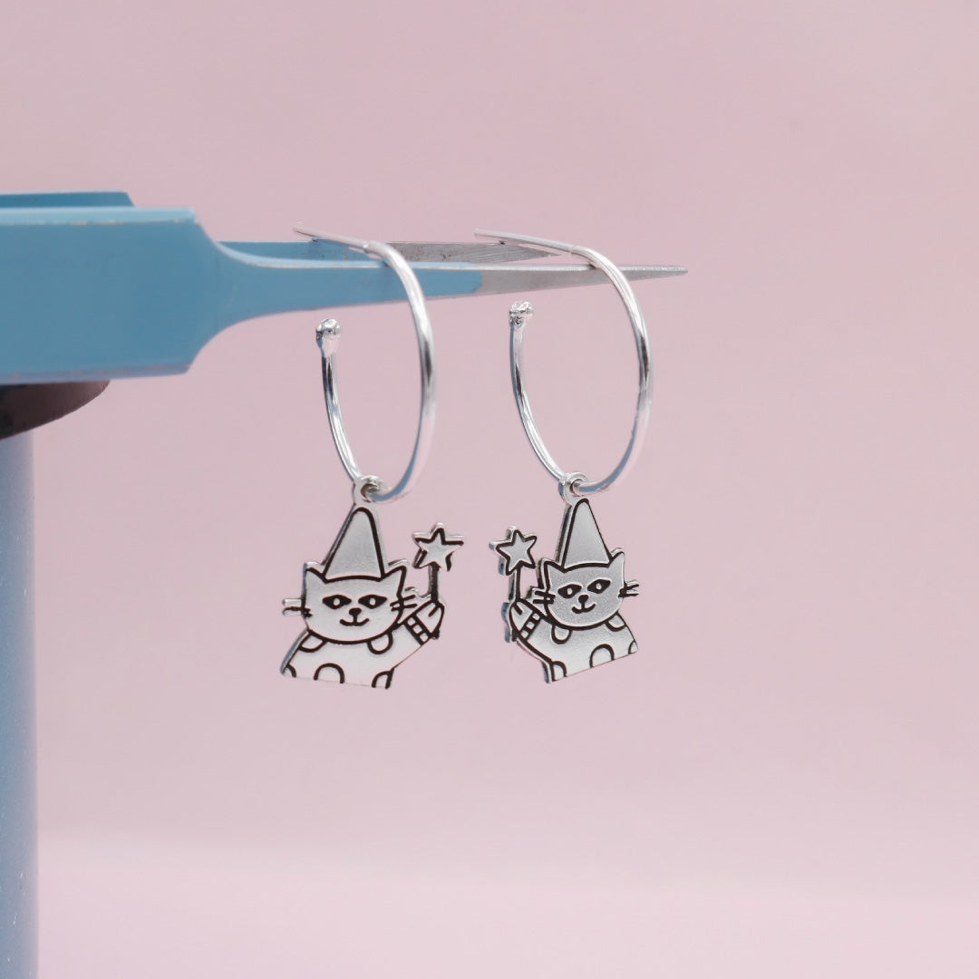 Hoops de Plata Gatico Mago