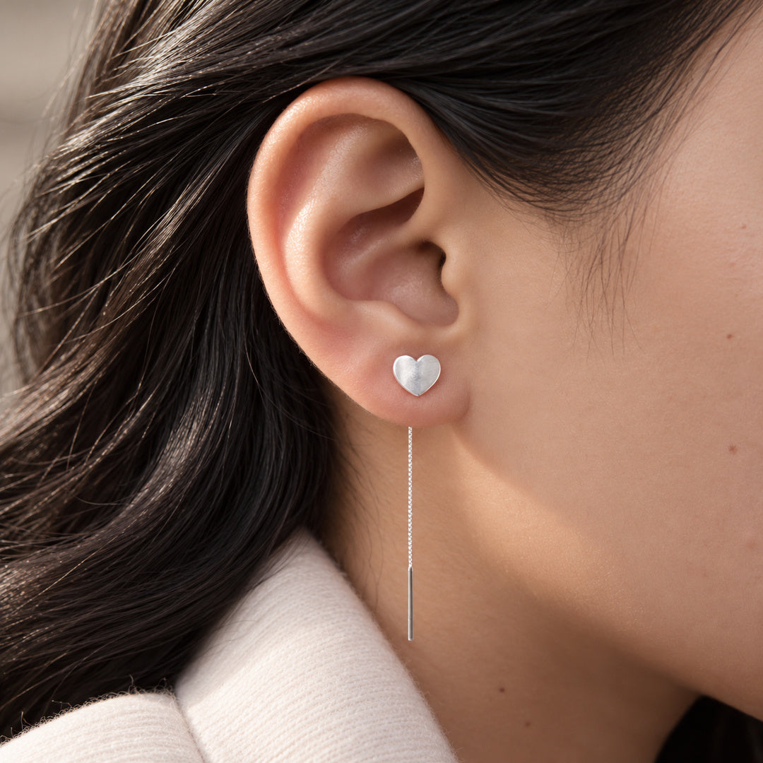 Aretes Corazón Pasante en Plata