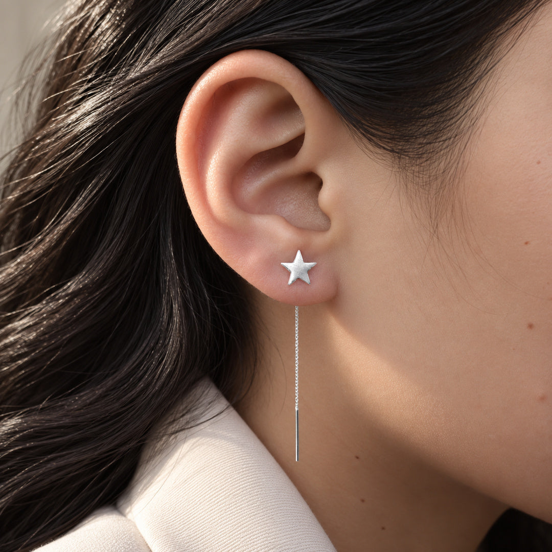 Aretes Estrella Pasante en Plata