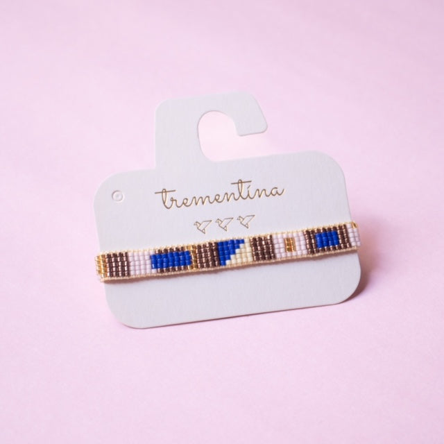 Pulsera Tejida Mostacilla Miyuki Blue Coffee