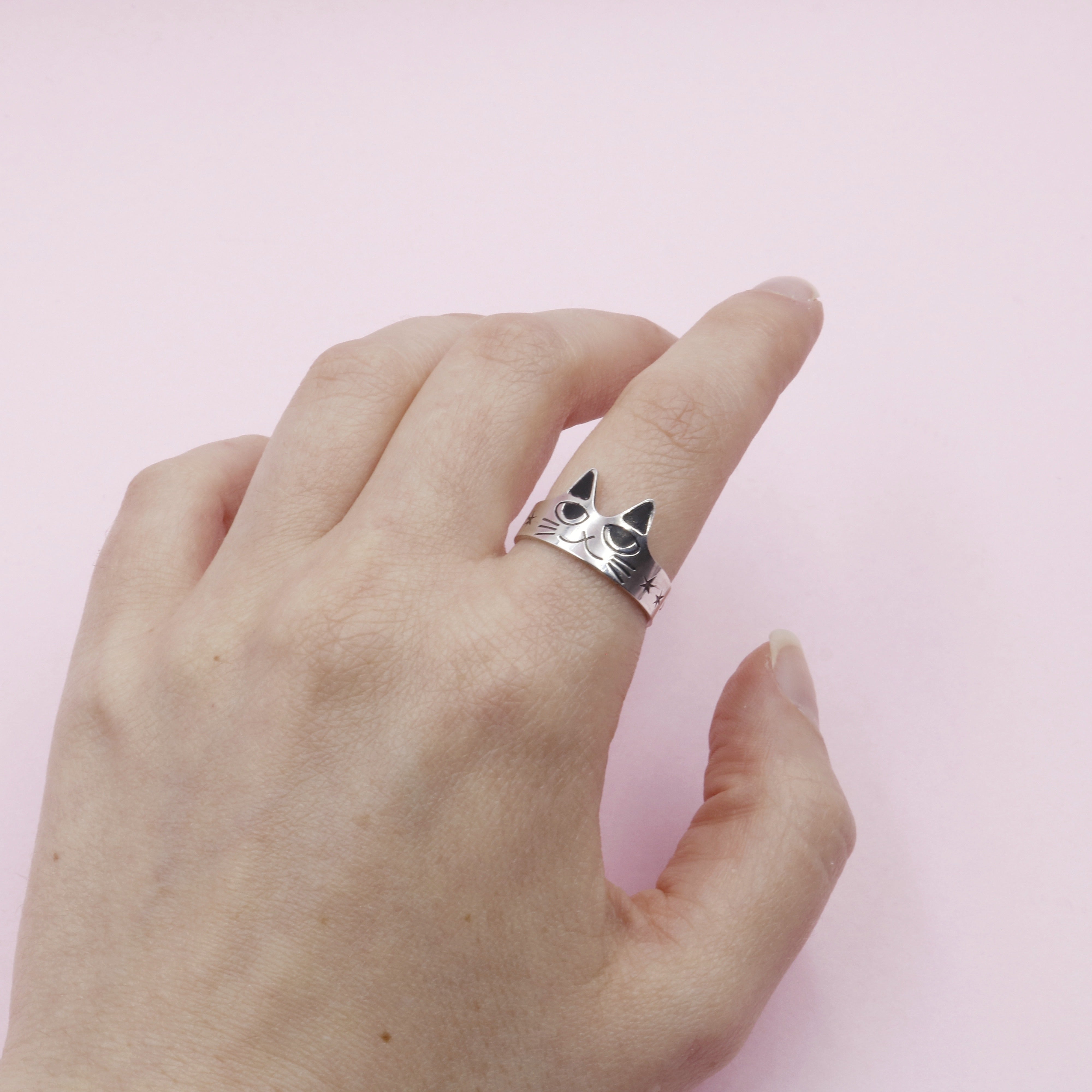 Anillo de Plata Gato Cósmico