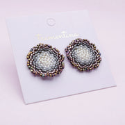 Aretes Mandala Miyuki Plateado y Negros